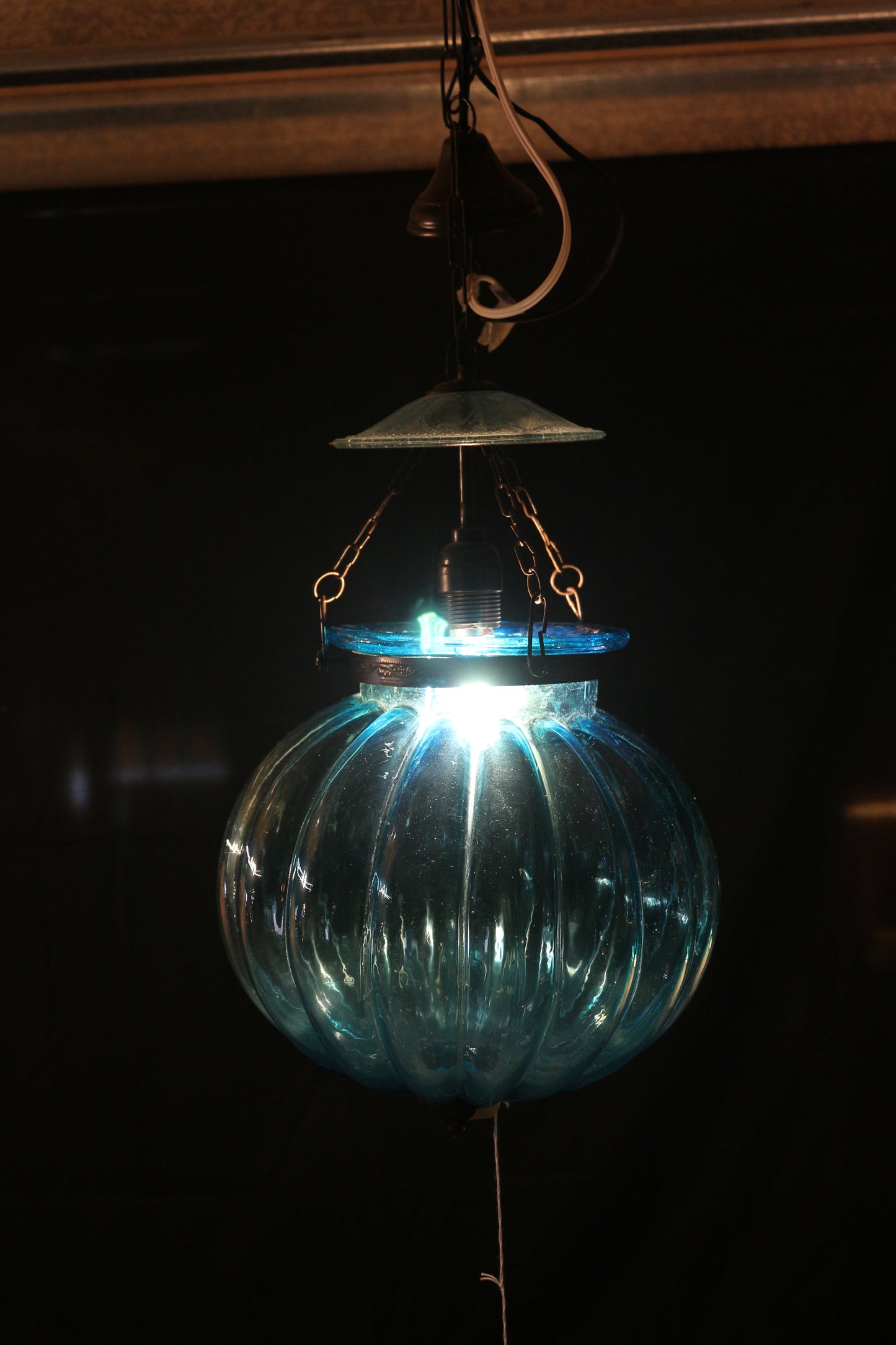 英國｜水藍圓玻璃吊燈