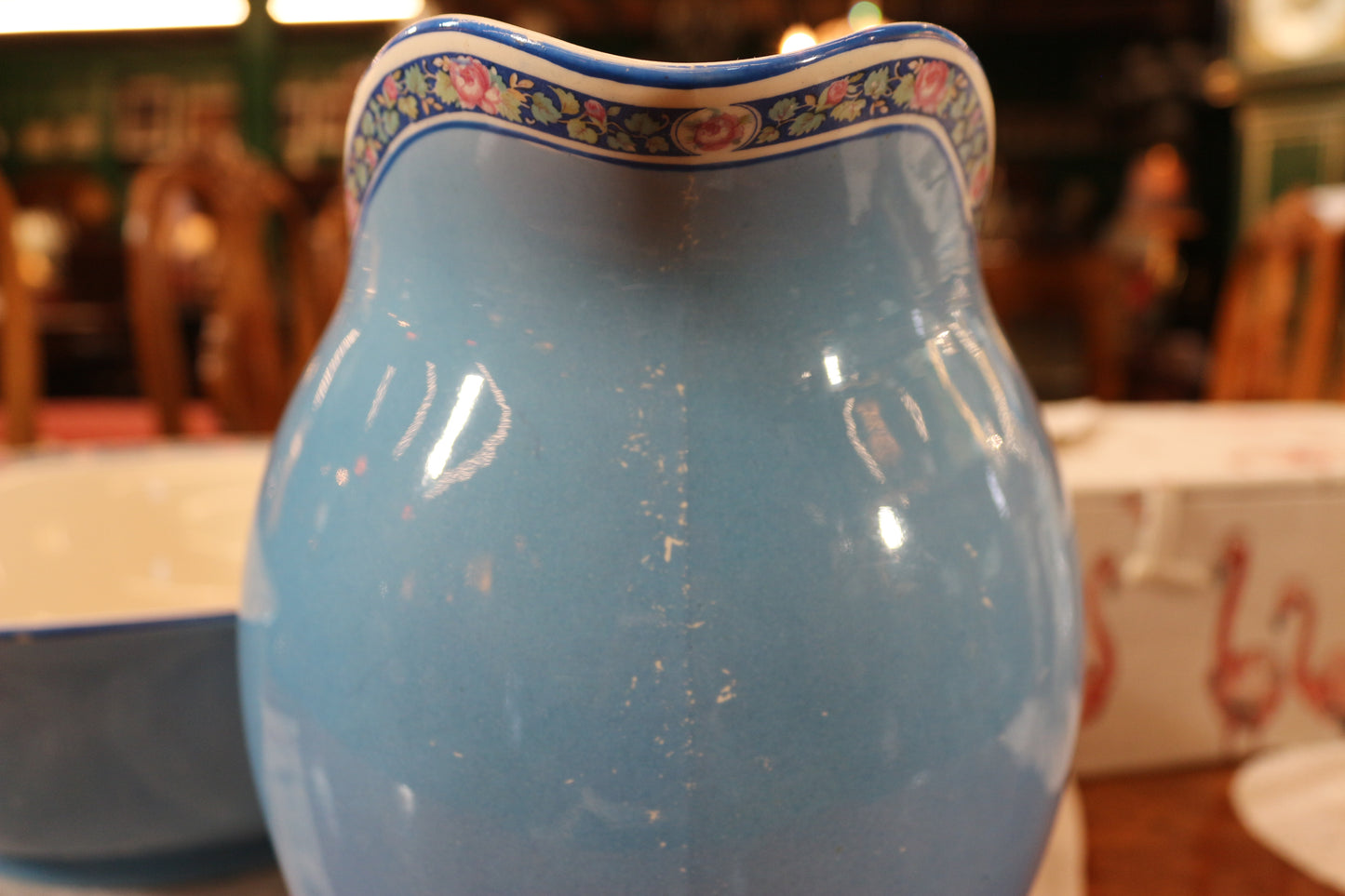 英國｜藍色花邊水壺盆皂盒組✤已蒙收藏