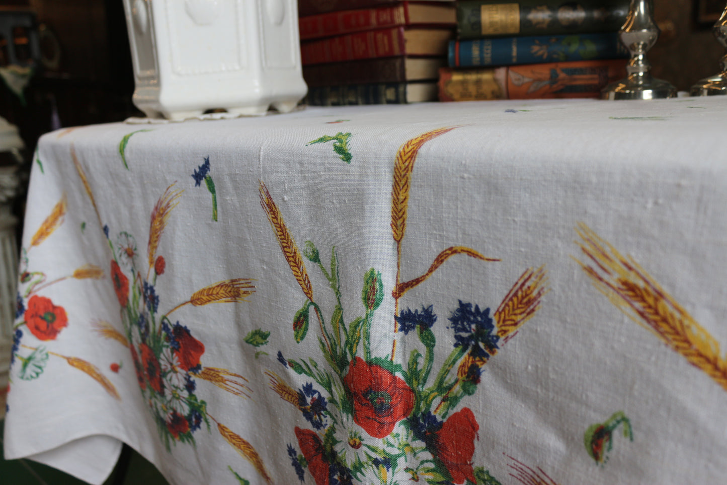 英國｜老布棉麻花朵桌巾