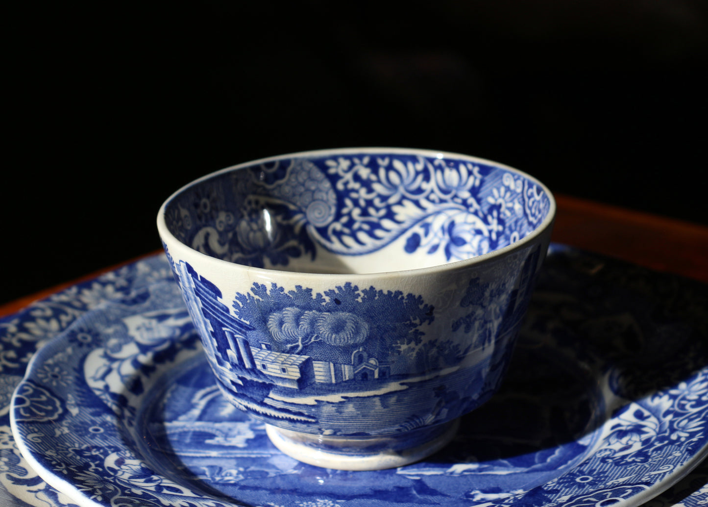 英國｜Copeland Spode古董青花瓷寬口茶杯