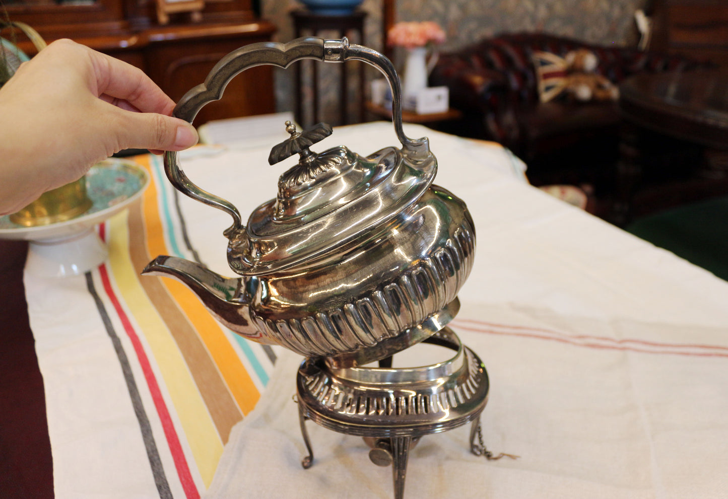 英國｜古董可加溫鍍銀茶壺✤已蒙收藏