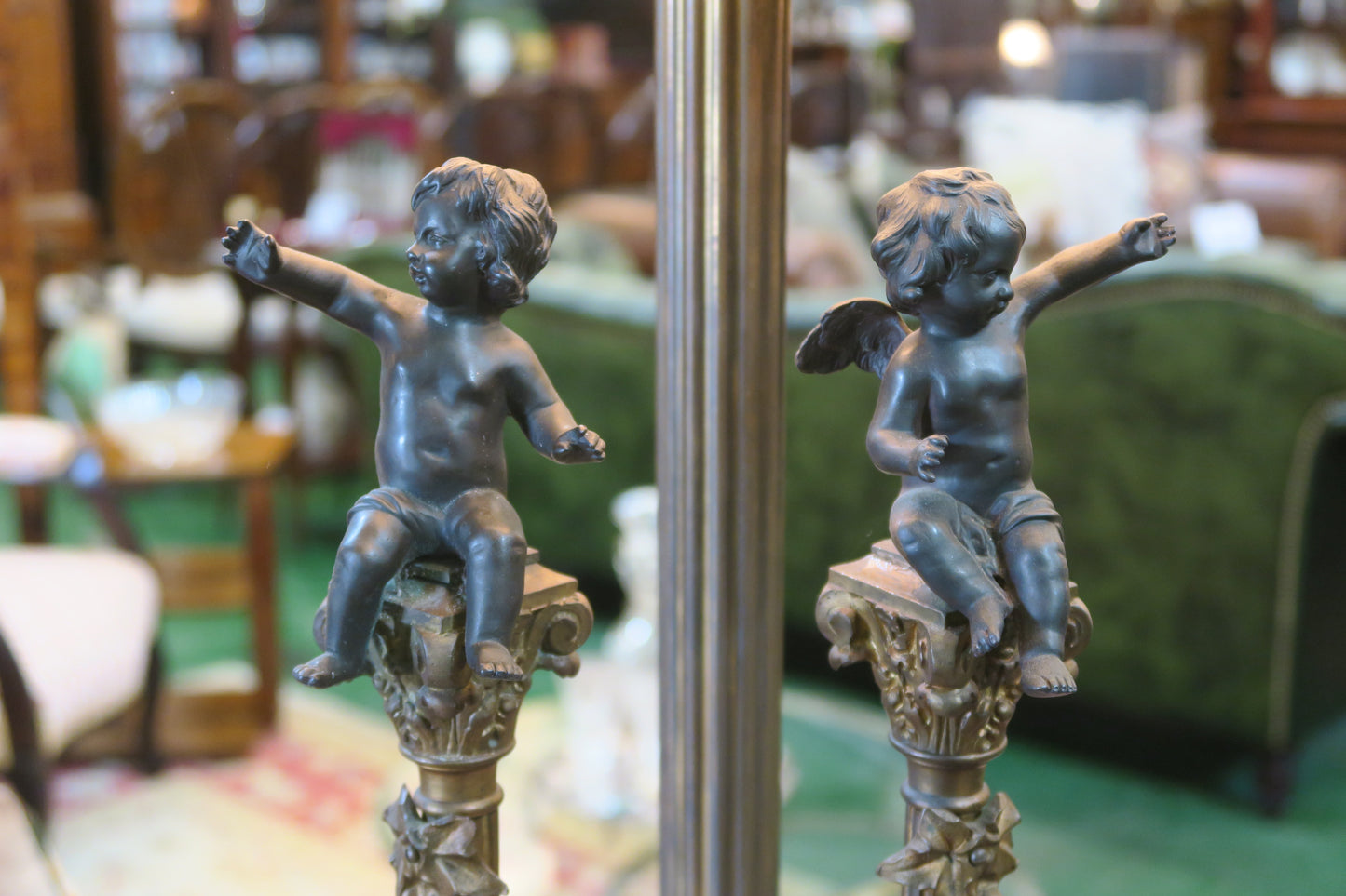 英國｜銅製大理石座小天使 ✤已蒙收藏